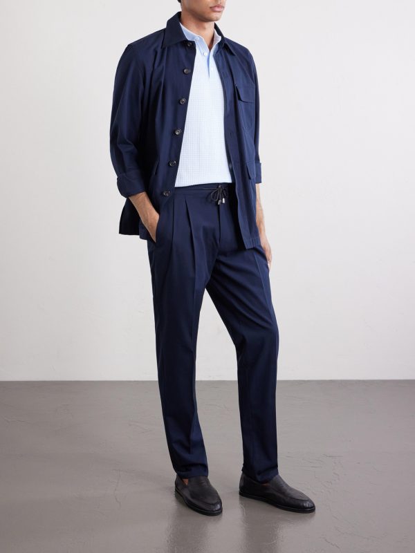 Straight-Leg Pleated Cotton-Twill Trousers - OU Straight-Leg Pleated Cotton-Twill Trousers - OU