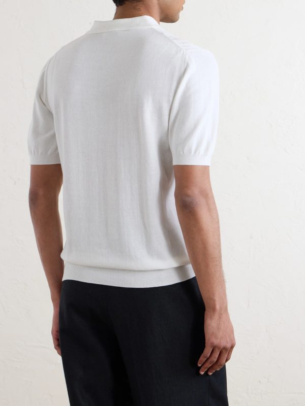 Ribbed Cotton Polo Shirt - BK Ribbed Cotton Polo Shirt - BK