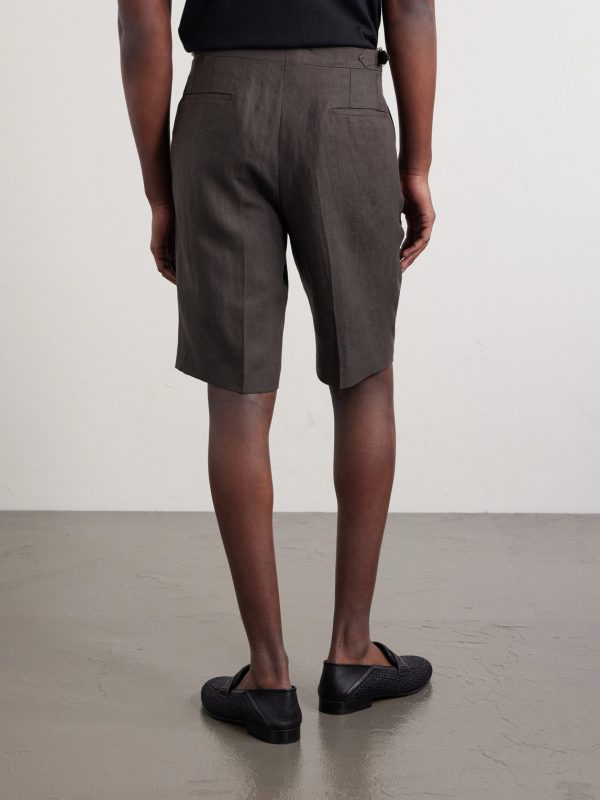 Straight-Leg Linen Shorts - BK Straight-Leg Linen Shorts - BK