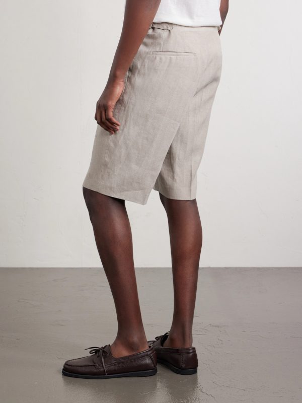Straight-Leg Linen Shorts - BK