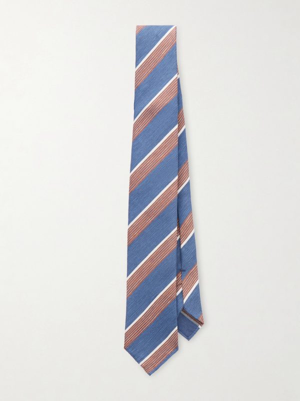 7cm Striped Silk and Linen-Blend Tie 7cm Striped Silk and Linen-Blend Tie