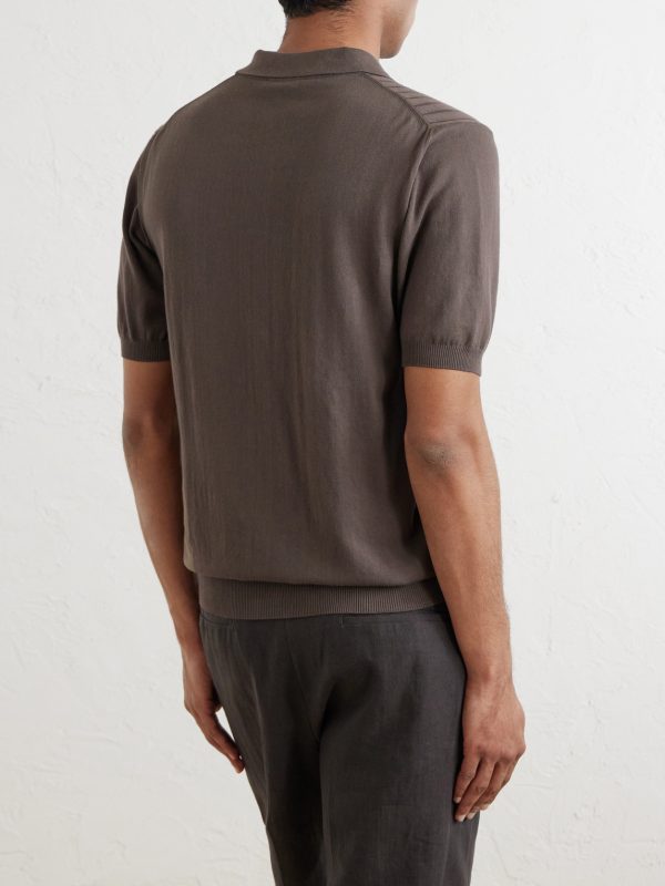 Ribbed Cotton Polo Shirt - BK Ribbed Cotton Polo Shirt - BK