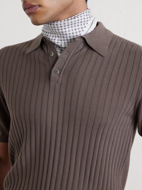 Ribbed Cotton Polo Shirt - CU Ribbed Cotton Polo Shirt - CU