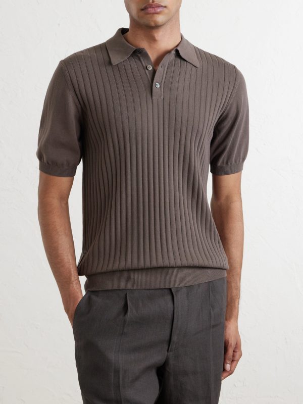 Ribbed Cotton Polo Shirt - FR Ribbed Cotton Polo Shirt - FR