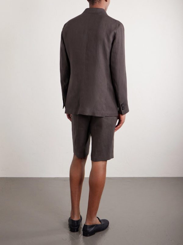 Linen Single-Breasted Suit Jacket - BK
