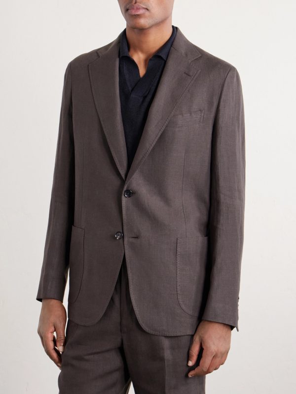 Linen Single-Breasted Suit Jacket - FR