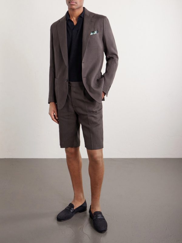 Linen Single-Breasted Suit Jacket - OU