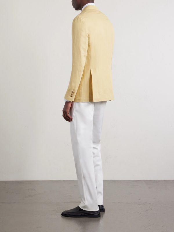 Linen and Cotton-Blend Blazer - BK Linen and Cotton-Blend Blazer - BK