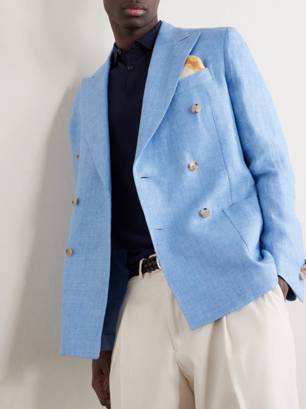 Double-Breasted Linen Blazer - CU Double-Breasted Linen Blazer - CU