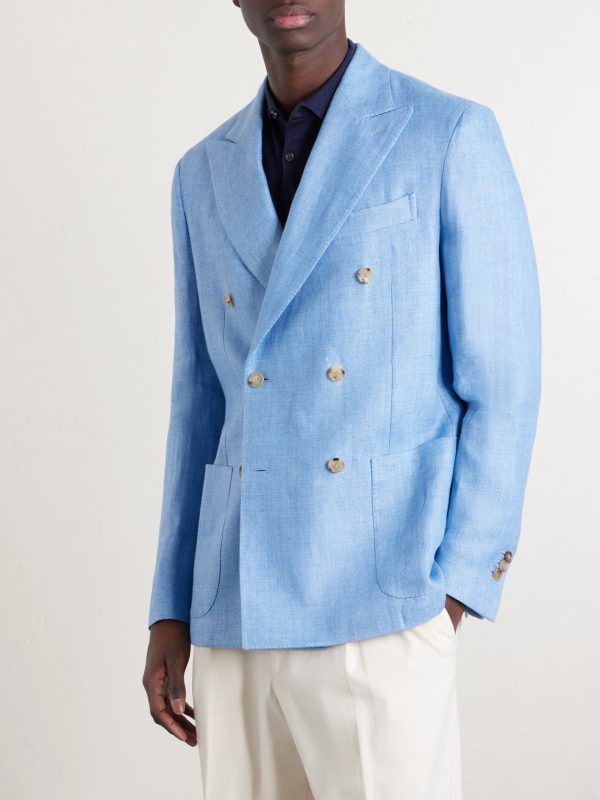 Double-Breasted Linen Blazer - FR Double-Breasted Linen Blazer - FR