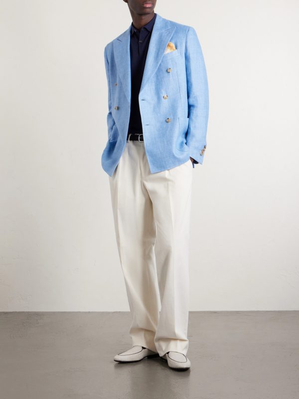 Double-Breasted Linen Blazer - OU Double-Breasted Linen Blazer - OU