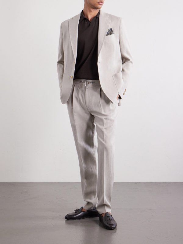 Linen Single-Breasted Suit Jacket - E3 Linen Single-Breasted Suit Jacket - E3