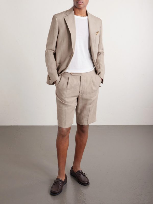 Linen Single-Breasted Suit Jacket - OU Linen Single-Breasted Suit Jacket - OU
