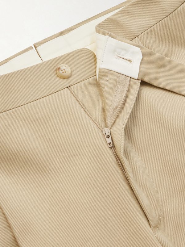Straight-Leg Cotton-Blend Twill Trousers - E1