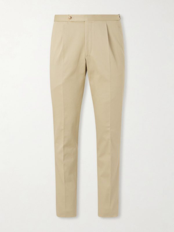 Straight-Leg Cotton-Blend Twill Trousers