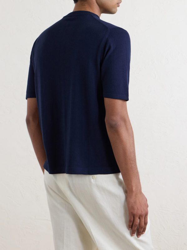 Knitted Cotton T-Shirt - BK Knitted Cotton T-Shirt - BK