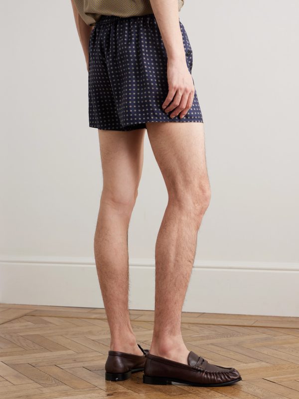 Straight-Leg Printed Silk-Twill Shorts - BK Straight-Leg Printed Silk-Twill Shorts - BK