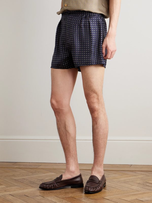 Straight-Leg Printed Silk-Twill Shorts - FR Straight-Leg Printed Silk-Twill Shorts - FR