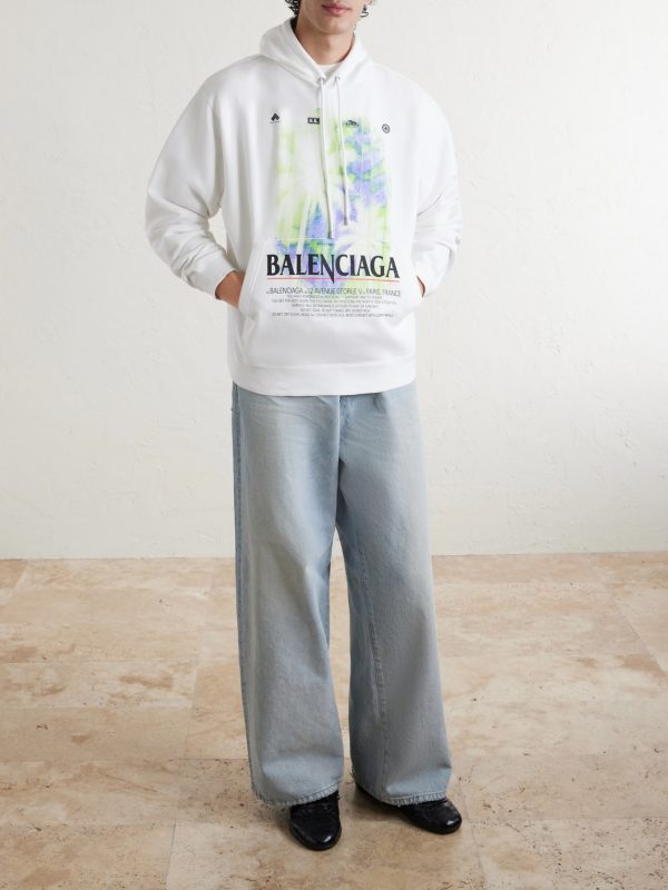 Oversized Printed Cotton-Jersey Hoodie - OU Oversized Printed Cotton-Jersey Hoodie - OU