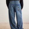 Wide-Leg Distressed Jeans - BK Wide-Leg Distressed Jeans - BK