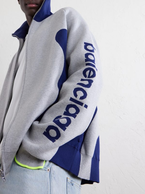Logo-Jacquard Cotton-Blend Zip-Up Sweater - CU Logo-Jacquard Cotton-Blend Zip-Up Sweater - CU