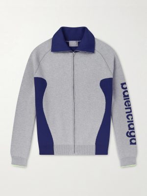 Logo-Jacquard Cotton-Blend Zip-Up Sweater Logo-Jacquard Cotton-Blend Zip-Up Sweater