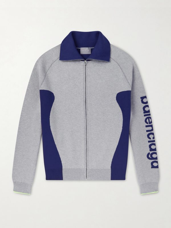 Logo-Jacquard Cotton-Blend Zip-Up Sweater Logo-Jacquard Cotton-Blend Zip-Up Sweater