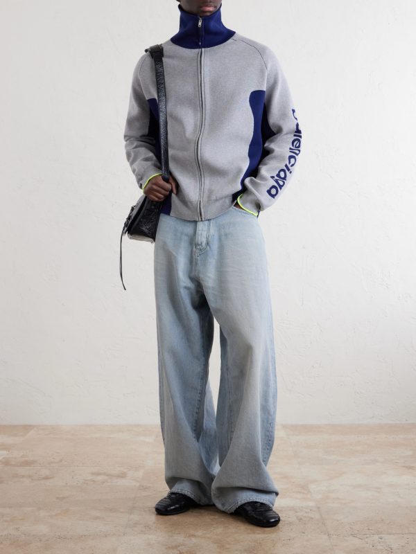 Logo-Jacquard Cotton-Blend Zip-Up Sweater - OU Logo-Jacquard Cotton-Blend Zip-Up Sweater - OU