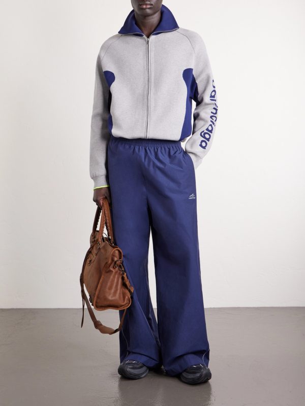 Wide-Leg Logo-Print Cotton-Blend Sweatpants - OU Wide-Leg Logo-Print Cotton-Blend Sweatpants - OU