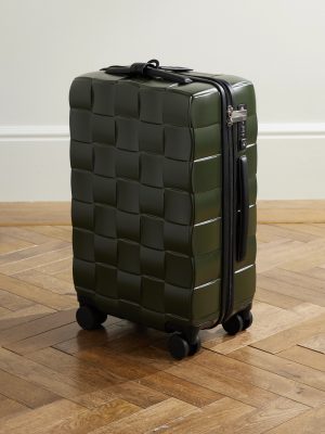 Odyssey 55cm Leather-Trimmed Intrecciato Polycarbonate Suitcase