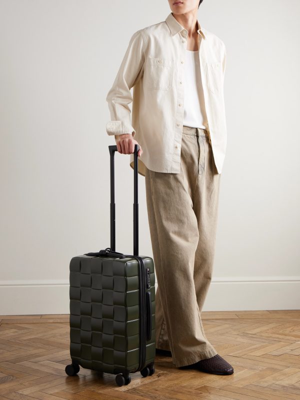 Odyssey 55cm Leather-Trimmed Intrecciato Polycarbonate Suitcase - OU Odyssey 55cm Leather-Trimmed Intrecciato Polycarbonate Suitcase - OU