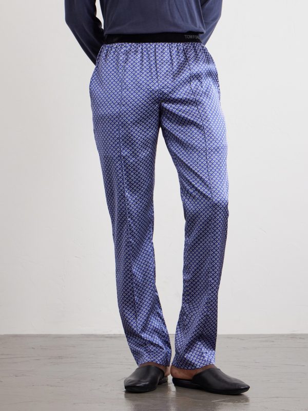 Printed Silk-Blend Satin Pyjama Trousers - FR