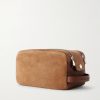 Leather-Trimmed Suede Wash Bag - BK