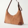 Leather-Trimmed Suede Tote Bag - BK Leather-Trimmed Suede Tote Bag - BK