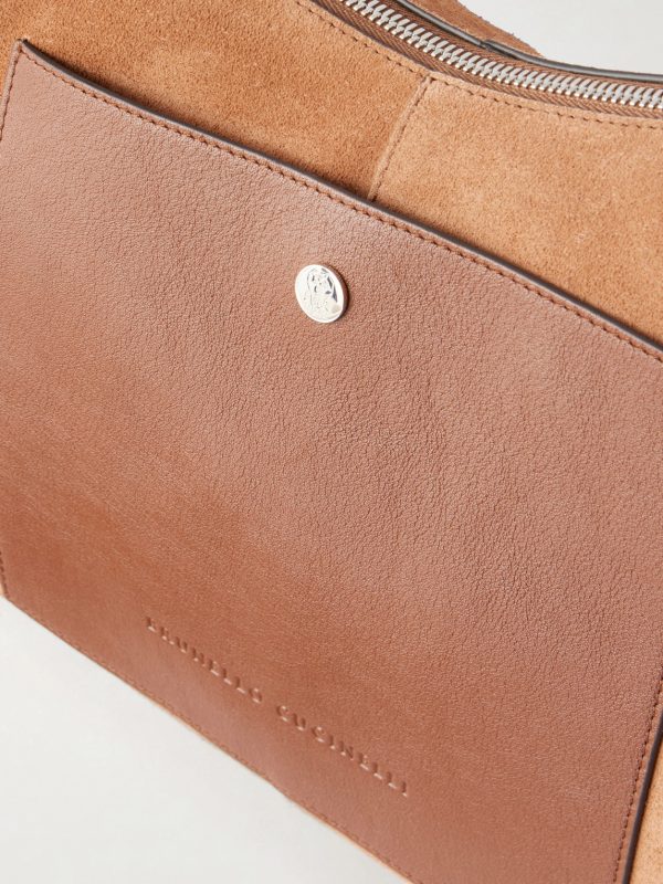 Leather-Trimmed Suede Tote Bag - CU Leather-Trimmed Suede Tote Bag - CU