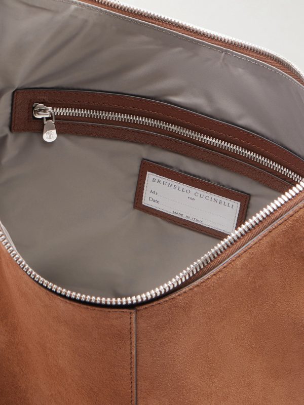 Leather-Trimmed Suede Tote Bag - E1 Leather-Trimmed Suede Tote Bag - E1