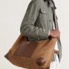 Leather-Trimmed Suede Tote Bag - FR Leather-Trimmed Suede Tote Bag - FR