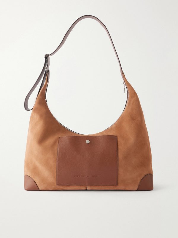 Leather-Trimmed Suede Tote Bag Leather-Trimmed Suede Tote Bag