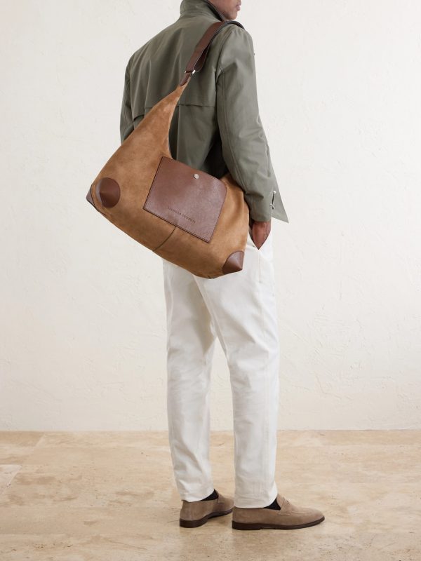 Leather-Trimmed Suede Tote Bag - OU Leather-Trimmed Suede Tote Bag - OU