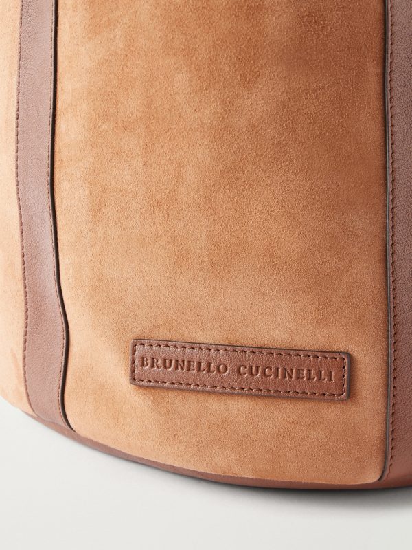 Leather-Trimmed Suede Backpack - CU