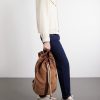 Leather-Trimmed Suede Backpack - FR
