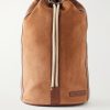Leather-Trimmed Suede Backpack