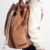 Leather-Trimmed Suede Backpack - OU