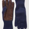 Suede-Trimmed Cashmere Gloves