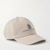 Logo-Embroidered Leather-Trimmed Cotton-Twill Baseball Cap Logo-Embroidered Leather-Trimmed Cotton-Twill Baseball Cap