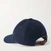Logo-Embroidered Leather-Trimmed Cotton-Twill Baseball Cap - BK Logo-Embroidered Leather-Trimmed Cotton-Twill Baseball Cap - BK