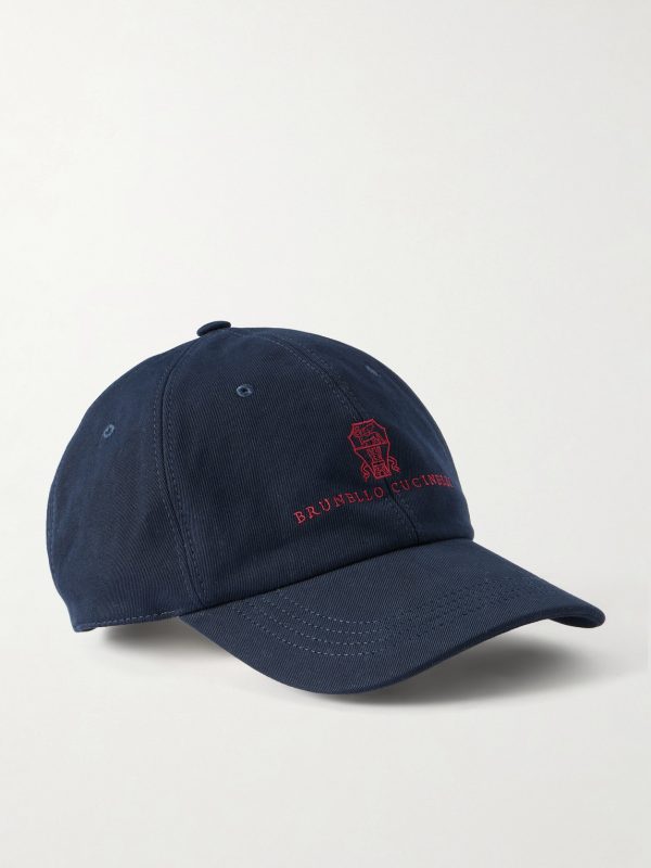 Logo-Embroidered Leather-Trimmed Cotton-Twill Baseball Cap Logo-Embroidered Leather-Trimmed Cotton-Twill Baseball Cap