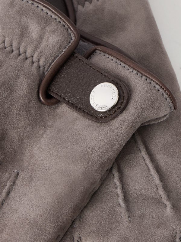 Leather-Trimmed Suede Gloves - CU Leather-Trimmed Suede Gloves - CU