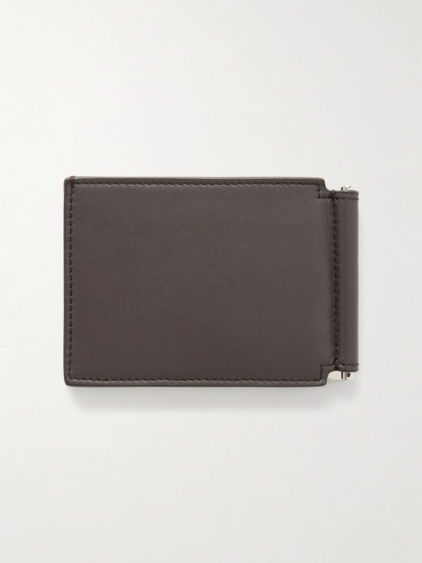 Logo-Debossed Leather Billfold Wallet With Money Clip - BK