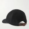 Logo-Embroidered Leather-Trimmed Cotton-Twill Baseball Cap - BK Logo-Embroidered Leather-Trimmed Cotton-Twill Baseball Cap - BK